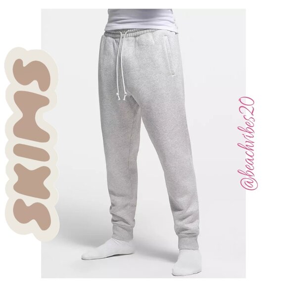 SKIMS Men's Fleece Lounge Tapered Jogger Light Heather Grey Medium NWT - Picture 10 of 11